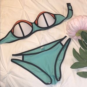 Traingle push up colorblock swimsuit bikini